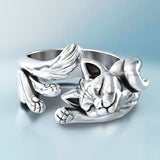 Anello in Argento Vintage a Forma di Gatto - Emma e Gemma