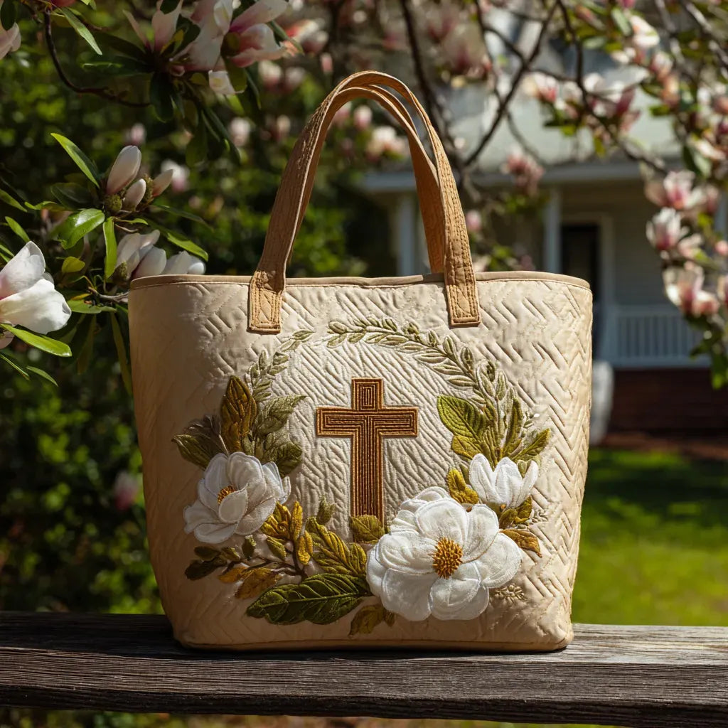 Borsa artigianale trapuntata Croce Sacra - Emma e Gemma