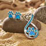 Collana e Orecchini Oceanic Paw in Opale Blu e Argento