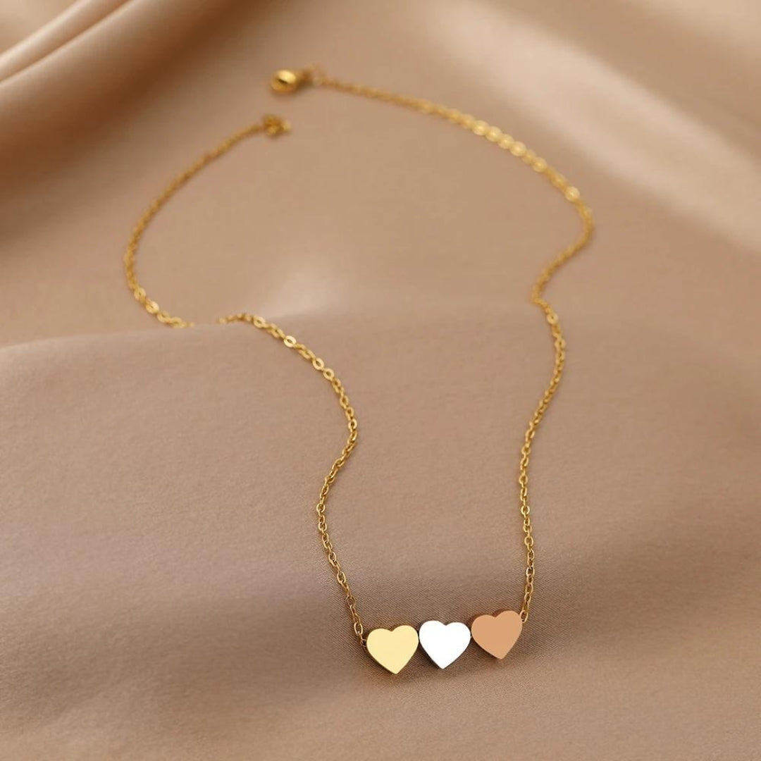 Collana a Tre Cuori in Oro - Emma e Gemma
