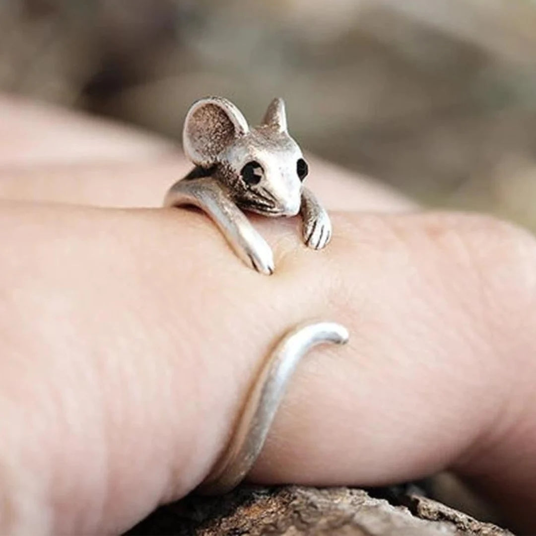 Anello in Argento Vintage a Forma di Topo - Emma e Gemma
