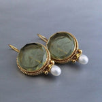 Orecchini Vintage con Perle di Pietra Verde Rotonda - Emma e Gemma