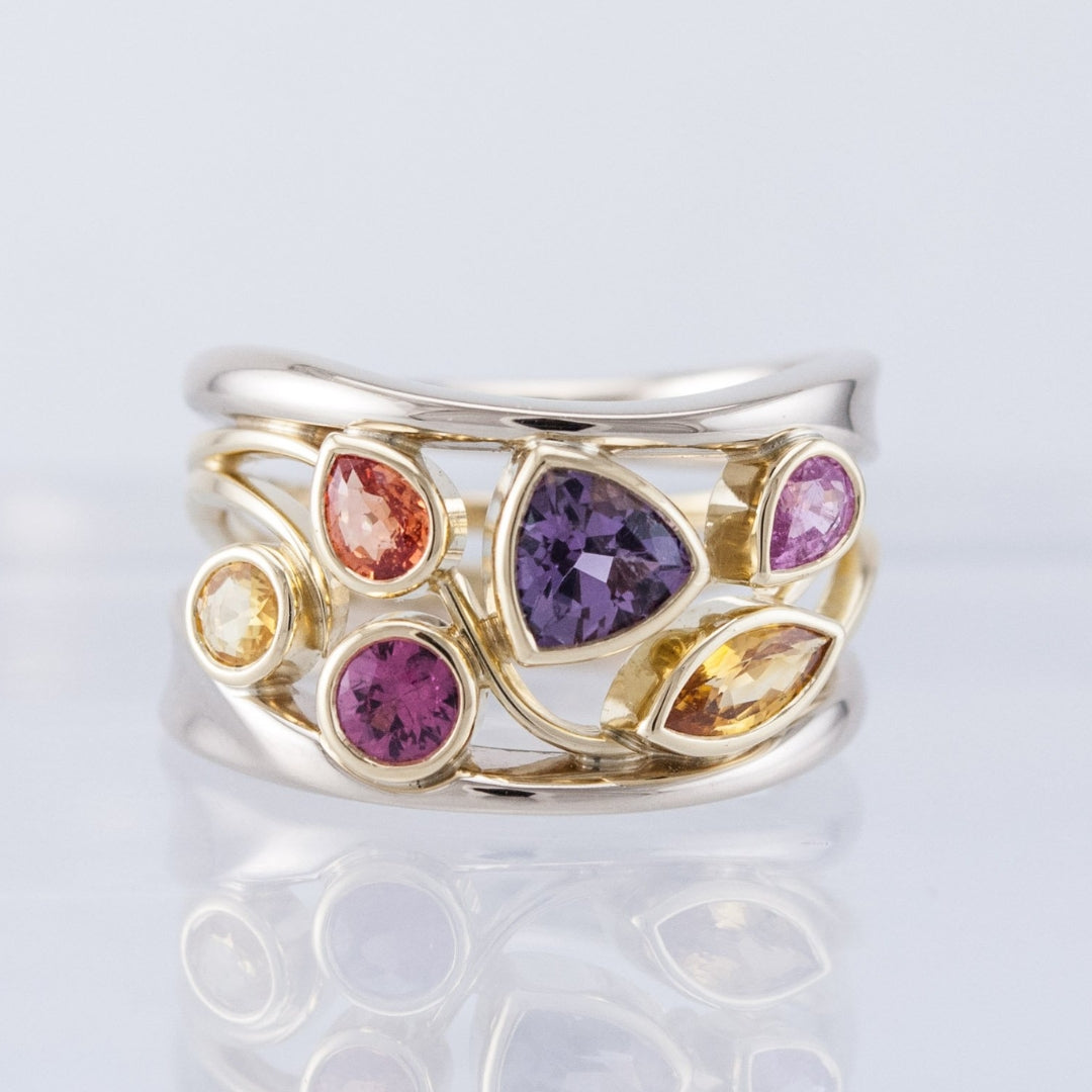 Anello Vintage Colorato in Oro e Argento con Zirconia - Emma e Gemma