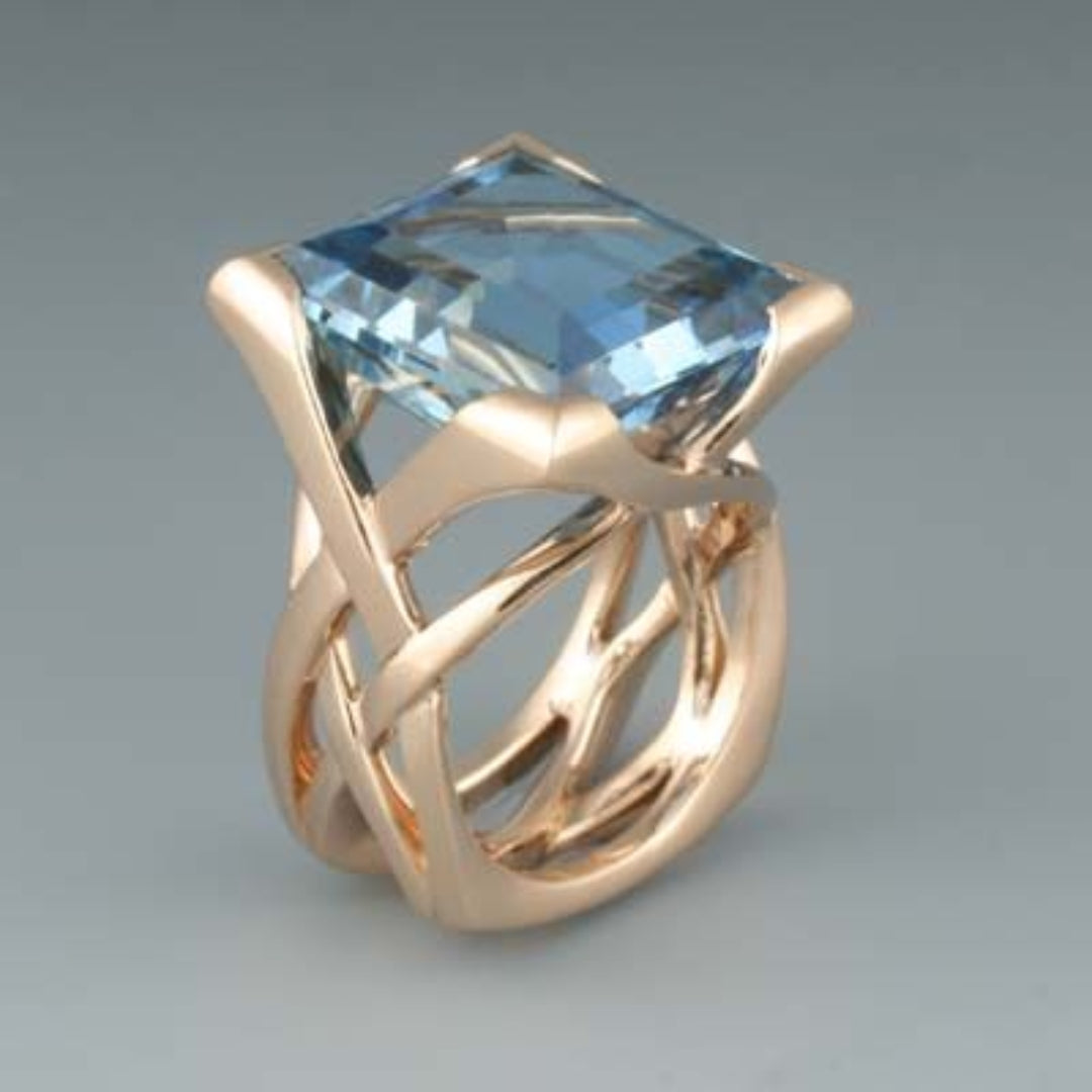 Anello in Zirconia Blu Rosa Antica - Emma e Gemma