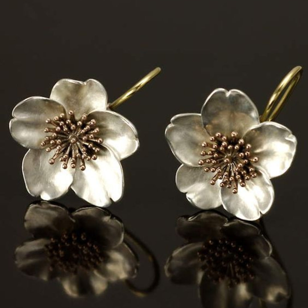 Orecchini Vintage in Argento e Oro a Fiore - Emma e Gemma