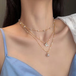 Collana con Farfalla Glitterata e Perla in Oro - Emma e Gemma