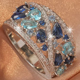 Anello in Zirconia Blu Vintage - Emma e Gemma