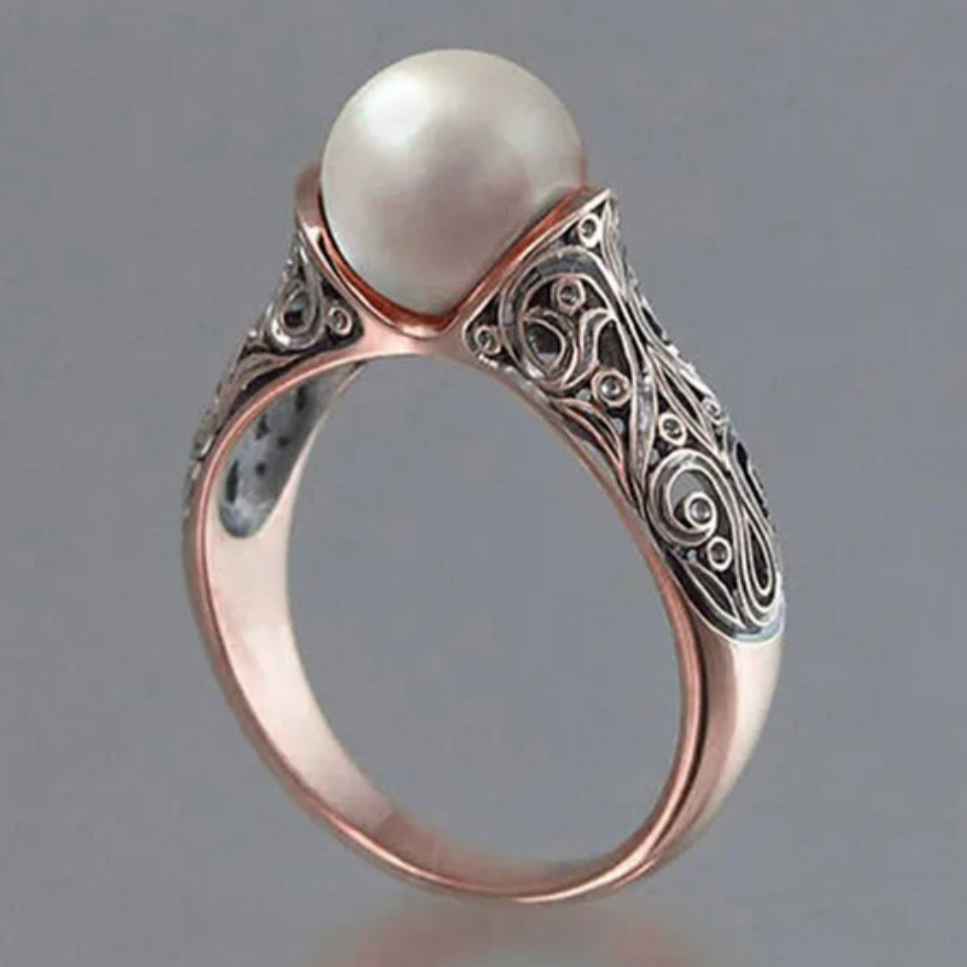 Anello in Perla Rosa Vintage - Emma e Gemma