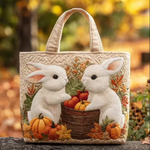 Borsa artigianale trapuntata coniglietti e zucche - Emma e Gemma