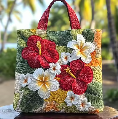 Borsa artigianale trapuntata motivi floreali - Emma e Gemma