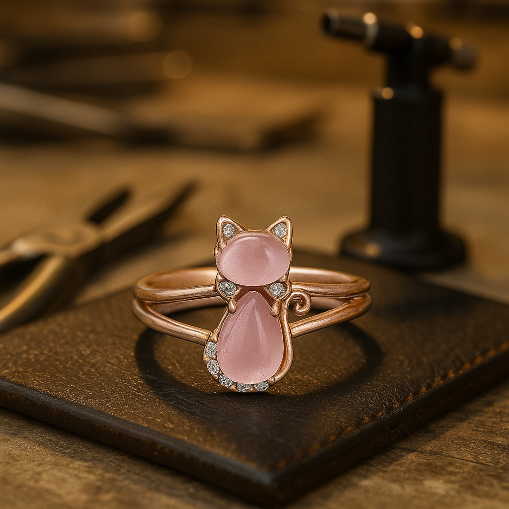 Anello per Gatti in Oro Rosa - Emma e Gemma
