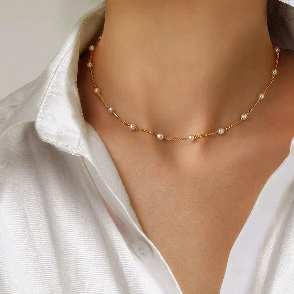 Collana Piccola con Perle in Oro - Kaja i Maja