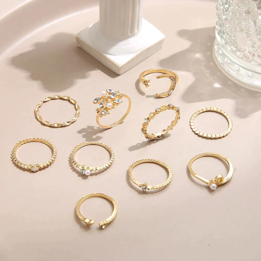 10 Pacco di Anelli Bohemien Placcati in Argento e Oro, immagine 3 - Emma e Gemma