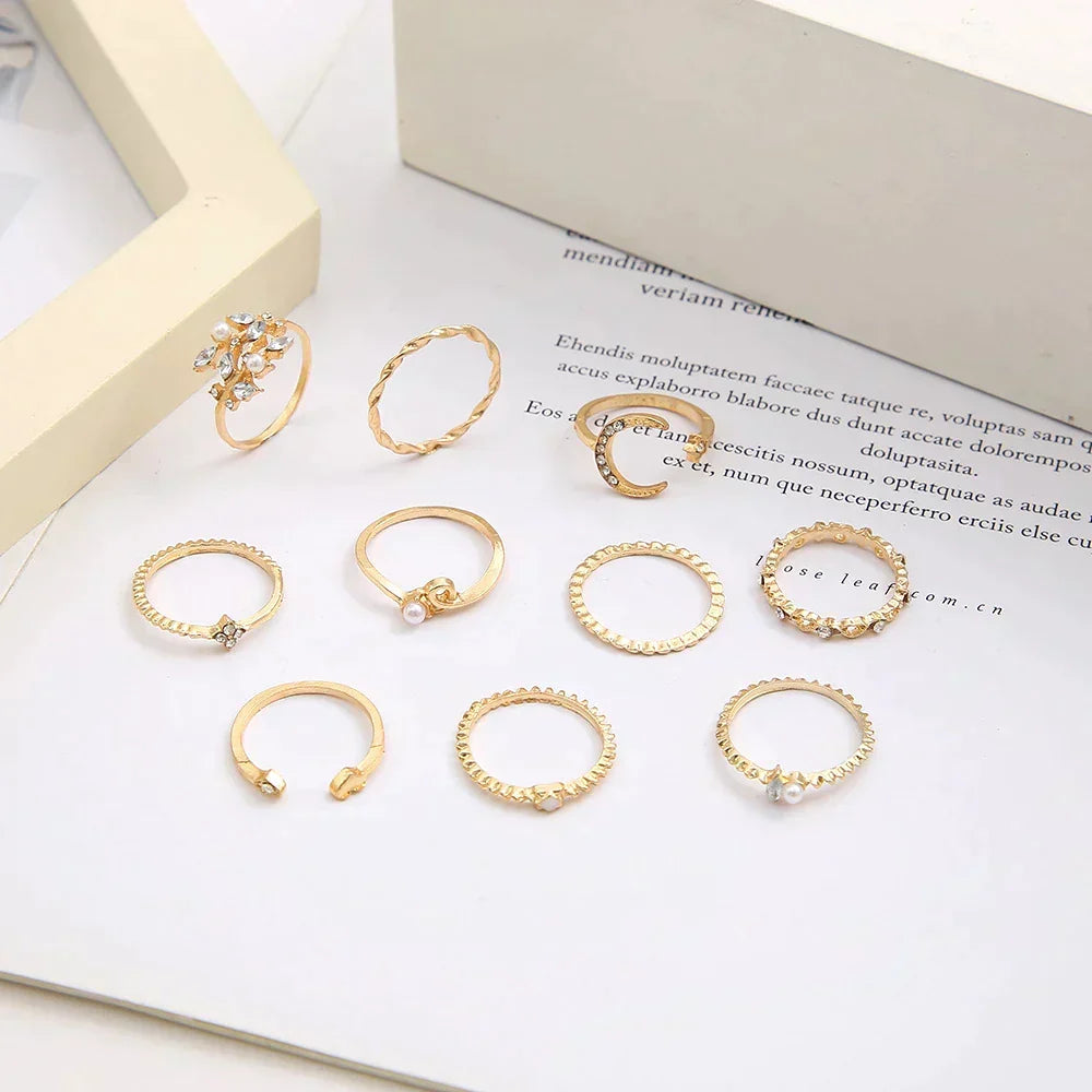 10 Pacco di Anelli Bohemien Placcati in Argento e Oro, immagine 2 - Emma e Gemma