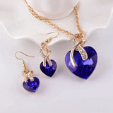 Set Collana + Orecchini dell'Amore con Zirconia Blu in Oro