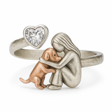 Anello per Cani in Argento Sterling 925 Fatti a Mano con Zirconia a Forma di Cuore – Misura Regolabile, immagine 2 - Emma e Gemma