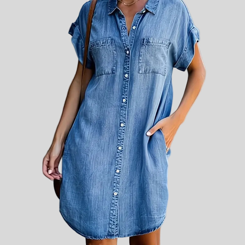 Serena - Camicia abito con bottoni - vista frontale | Emma e Gemma