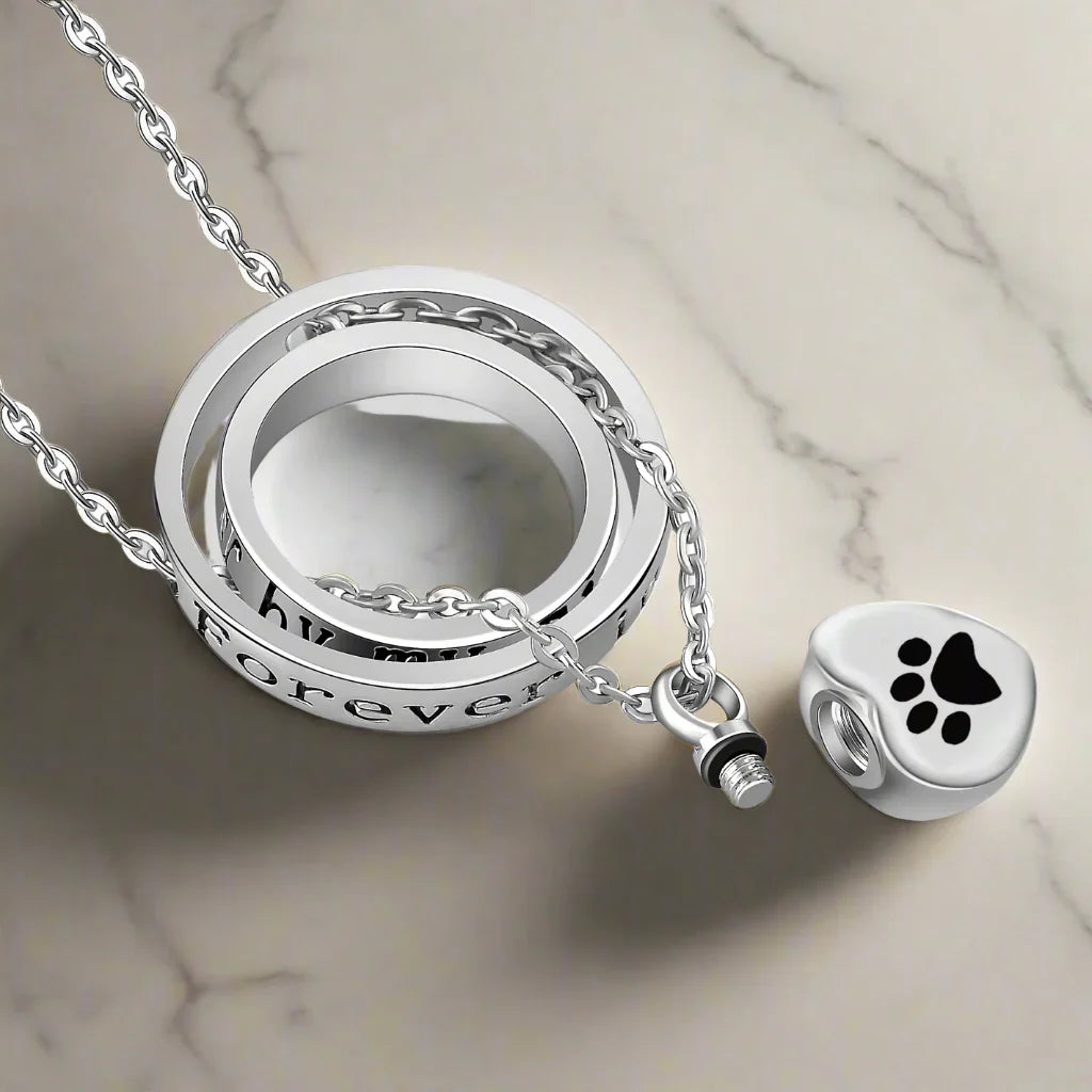 "Non Più Al Mio Fianco, Sempre Nel Mio Cuore" – Collana con Urna in Acciaio Inossidabile a Forma di Zampa, immagine 3 - Emma e Gemma