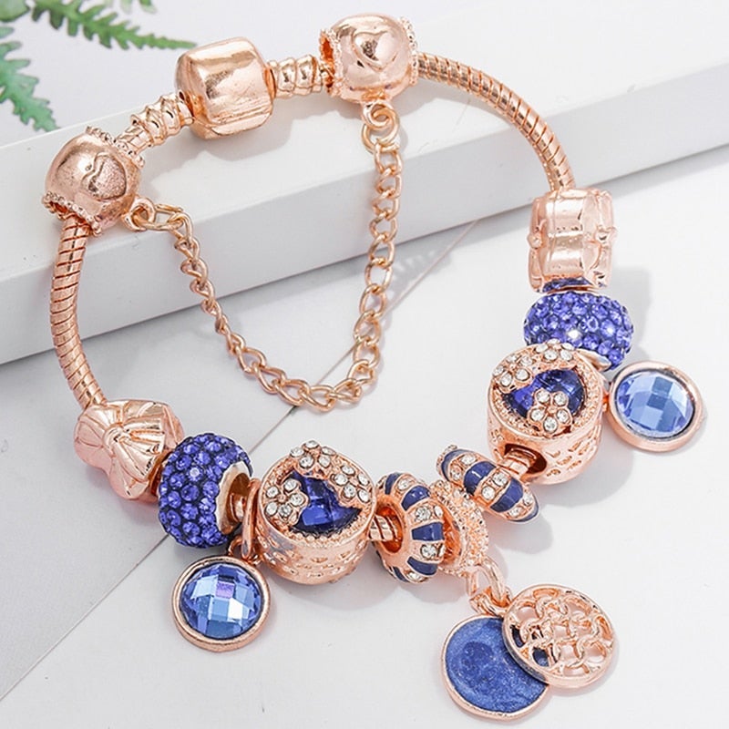 Bracciale in Argento Rosa e Cristallo Blu, immagine 2 - Emma e Gemma