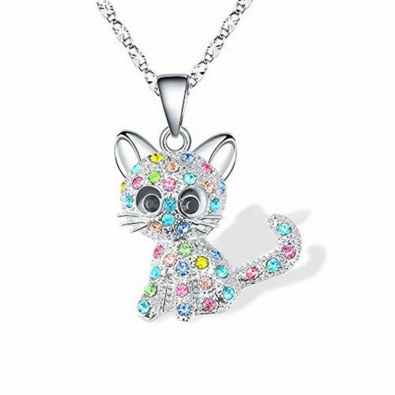 Collana con Gattini d'Argento e Zirconia Colorata, immagine 3 - Emma e Gemma
