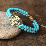 Bracciale Albero della Vita in Pietra Turchese Fatta a Mano - Emma e Gemma
