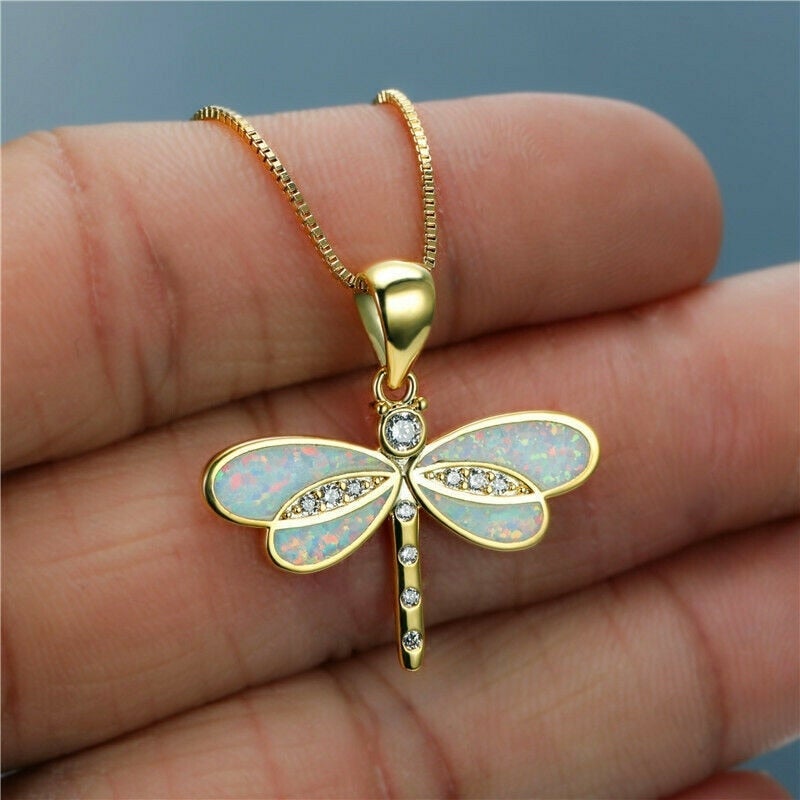 Collana a Libellula in Oro con Opale - Kaja i Maja