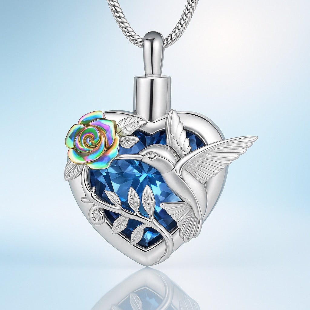 Collana Urna a Cuore Colibrì - Emma e Gemma