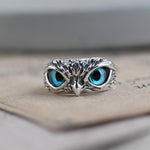 Anello Regolabile Gufo di Buona Fortuna in Argento e Opale - Emma e Gemma