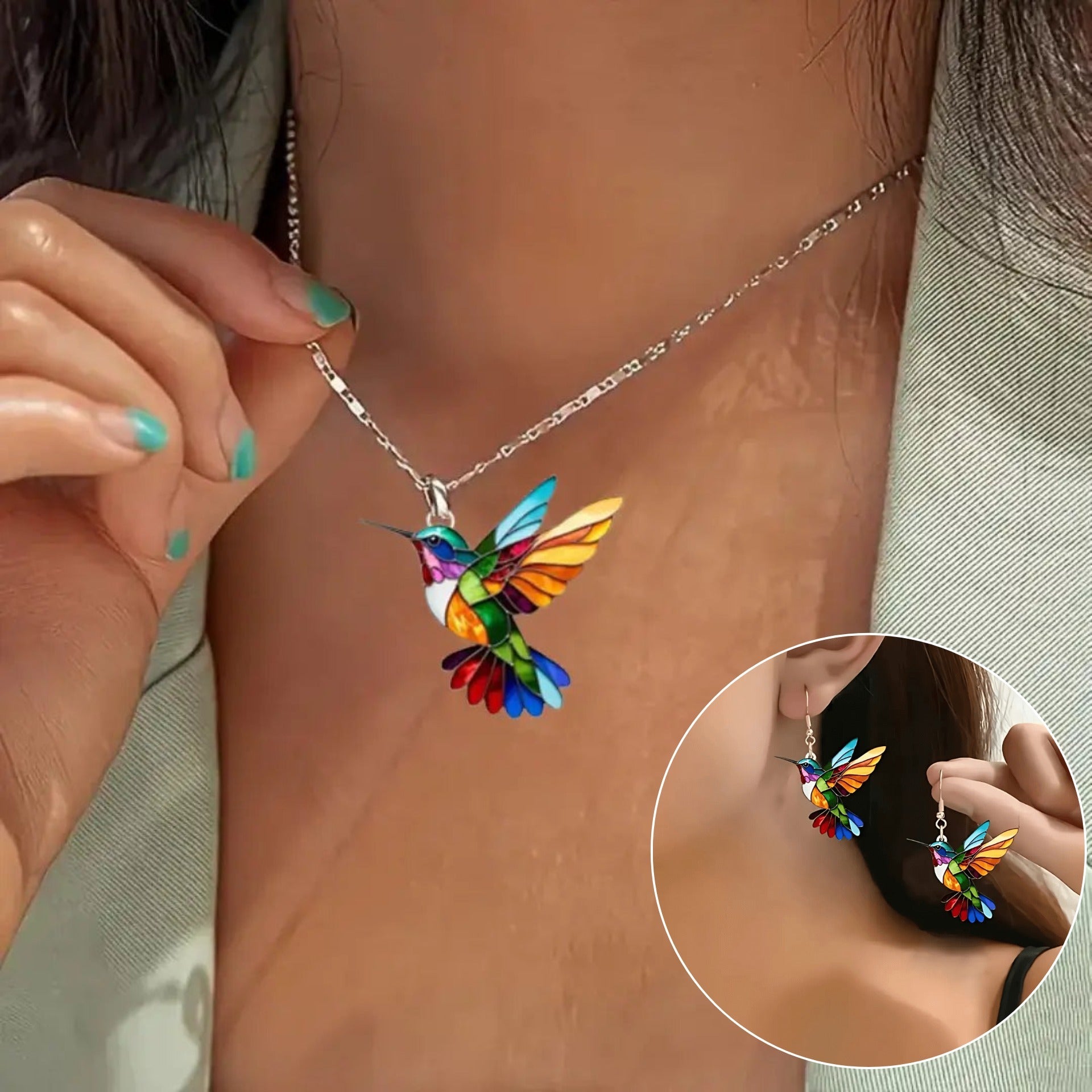 Bella Collana con Colibrì con Orecchini Bonus – Offerta a Tempo Limitato - Emma e Gemma