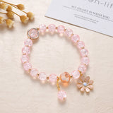 Bracciale con Pietre Rosa e Fiore di Margherita in Oro - Emma e Gemma