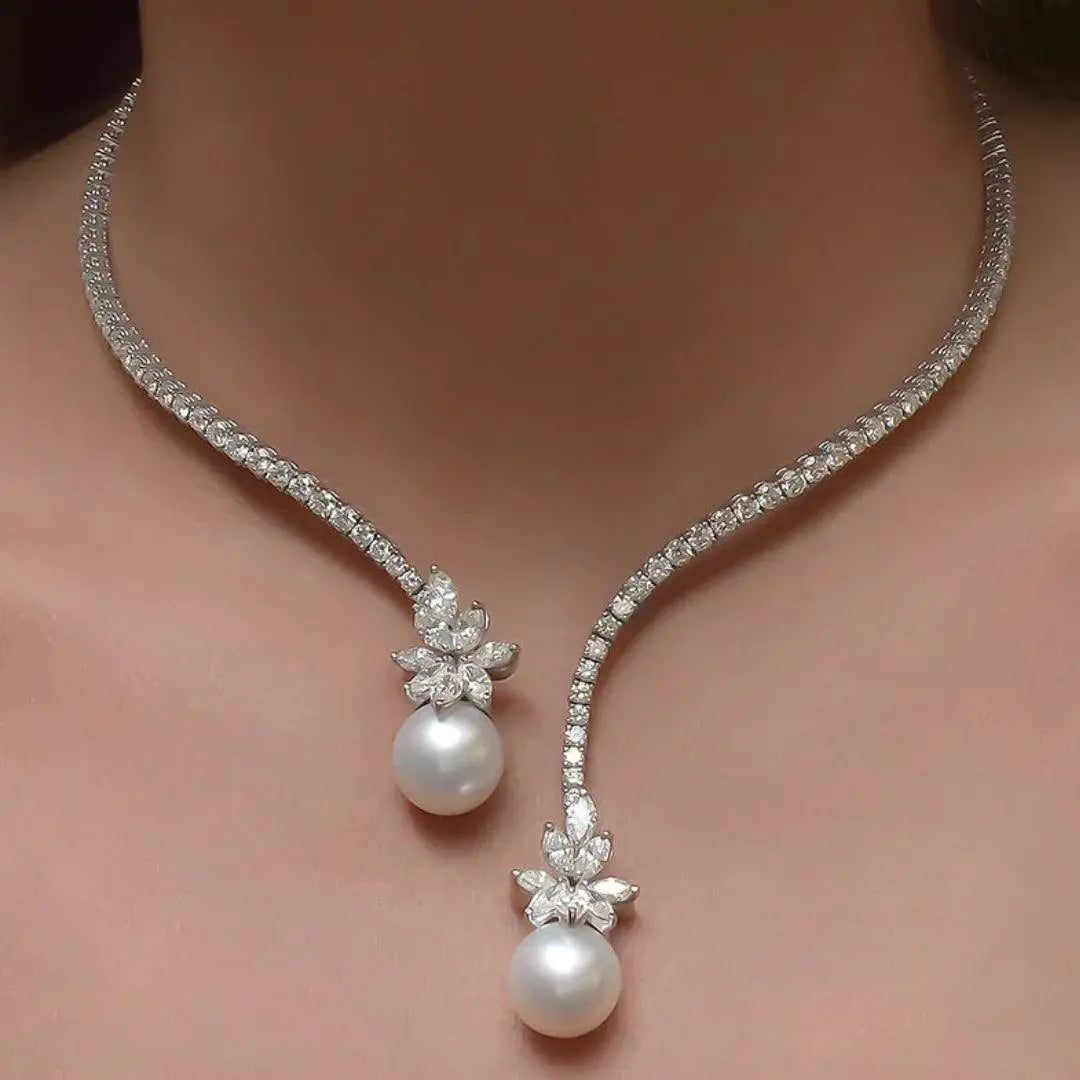 Collana elegante e lucente con perle in argento sterling - Emma e Gemma