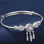 Bracciale Regolabile in Argento Sterling 925 con Charms a Foglia Tripla - Emma e Gemma