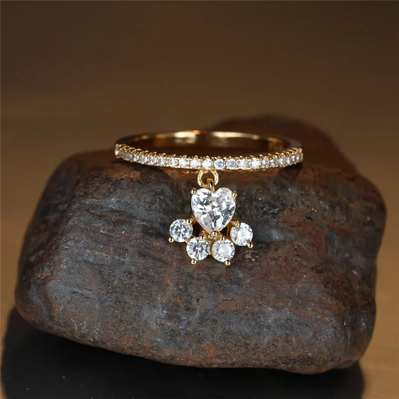 Anello Vintage con Impronta di Zampa di Gatto e Cuore in Pietra – Tonalità Oro e Argento, immagine 6 - Emma e Gemma