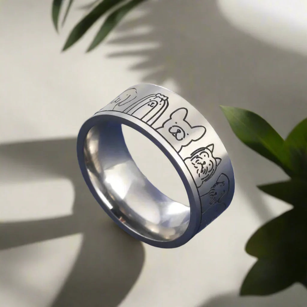 Anello per Cani in Acciaio Inossidabile – Design Inciso per Donne - Emma e Gemma