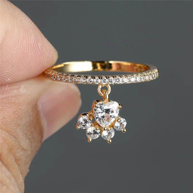 Anello Vintage con Impronta di Zampa di Gatto e Cuore in Pietra – Tonalità Oro e Argento, immagine 2 - Emma e Gemma