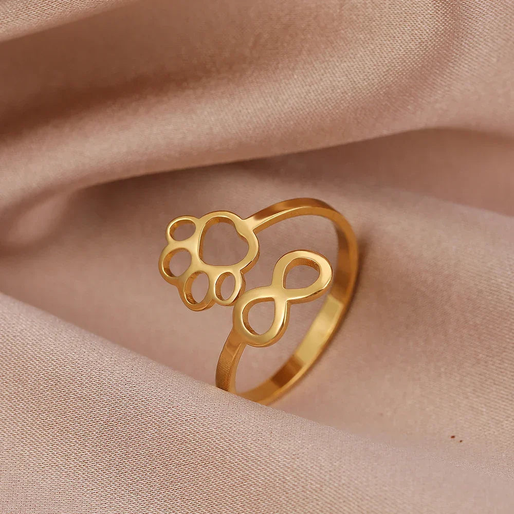 Anello Infinito Regolabile con Zampa – Acciaio Inossidabile, immagine 4 - Emma e Gemma