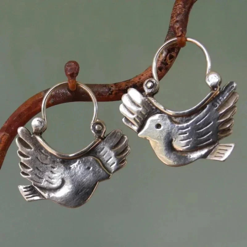 Orecchini Pendenti Ispirati agli Uccelli Boho – Colore Argento - Emma e Gemma