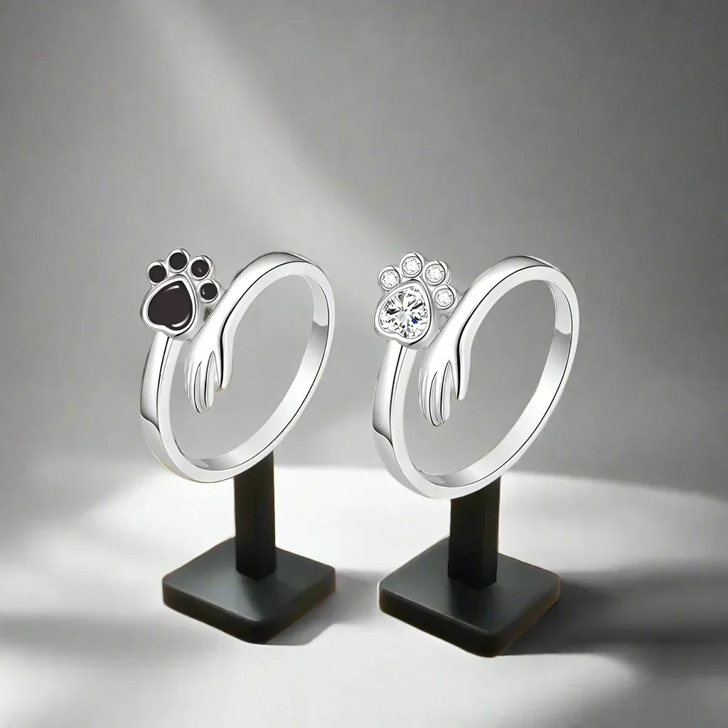 Anello Regolabile in Argento Sterling 925 – Design con Impronta di Mano e Zampa, immagine 2 - Emma e Gemma