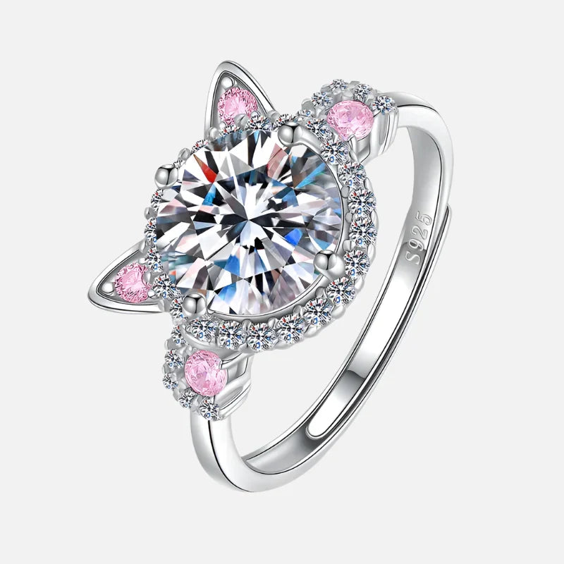 Anello Regolabile con Orecchie di Gatto e Zirconia - Emma e Gemma