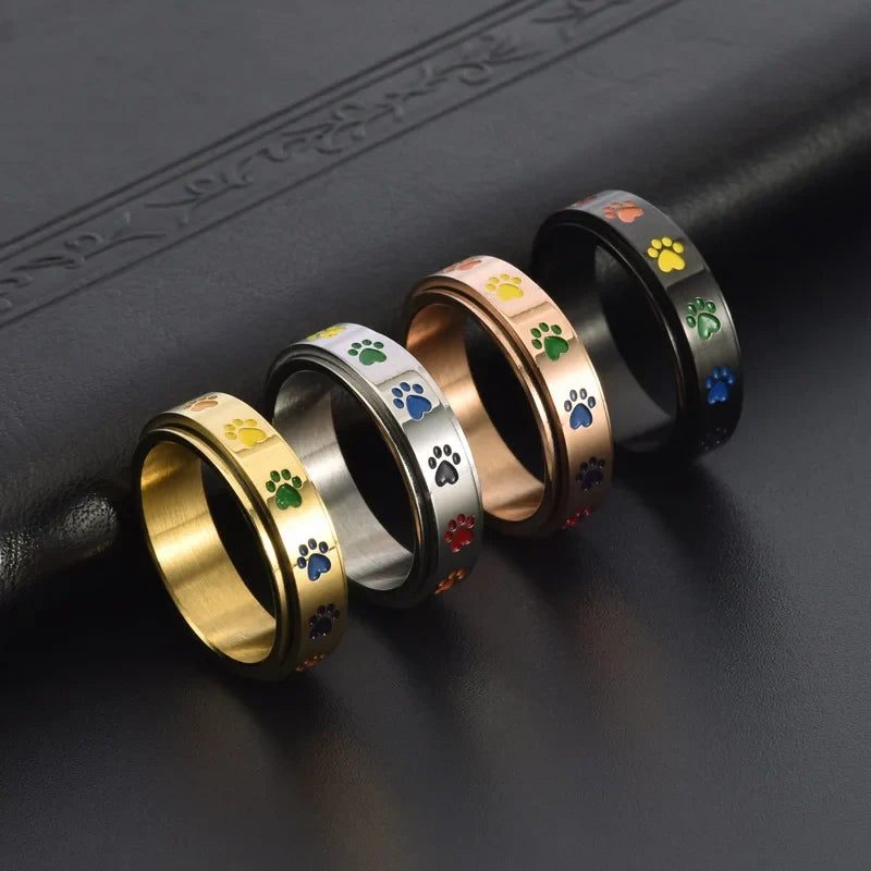 Anello Antistress Rotante – Acciaio Inossidabile con Zampe Arcobaleno, immagine 4 - Emma e Gemma