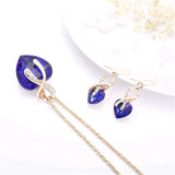 Set Collana + Orecchini d'Amore con Zirconia Blu in Oro