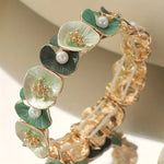 Bracciale Perla Verde Vintage con Fiori - Emma e Gemma