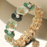 Bracciale Perla Verde Vintage con Fiori - Emma e Gemma
