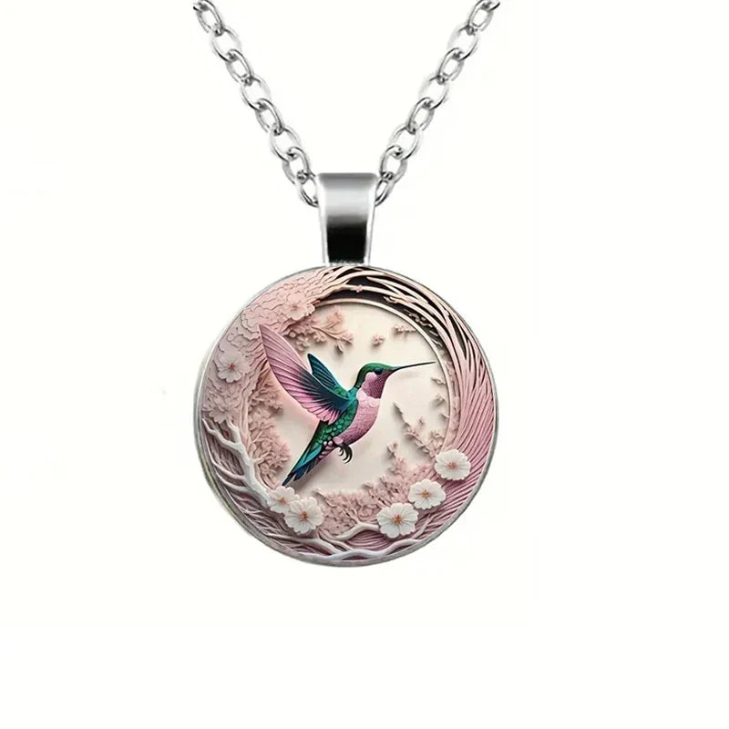 Collana con Pendente a Cupola di Vetro a Forma di Colibrì, immagine 3 - Emma e Gemma