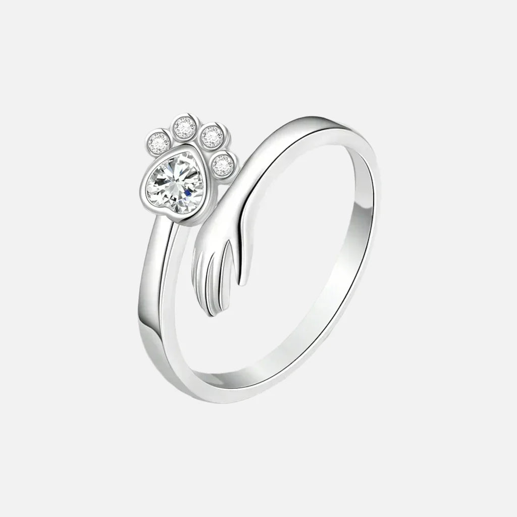 Anello Regolabile in Argento Sterling 925 – Design con Impronta di Mano e Zampa - Emma e Gemma