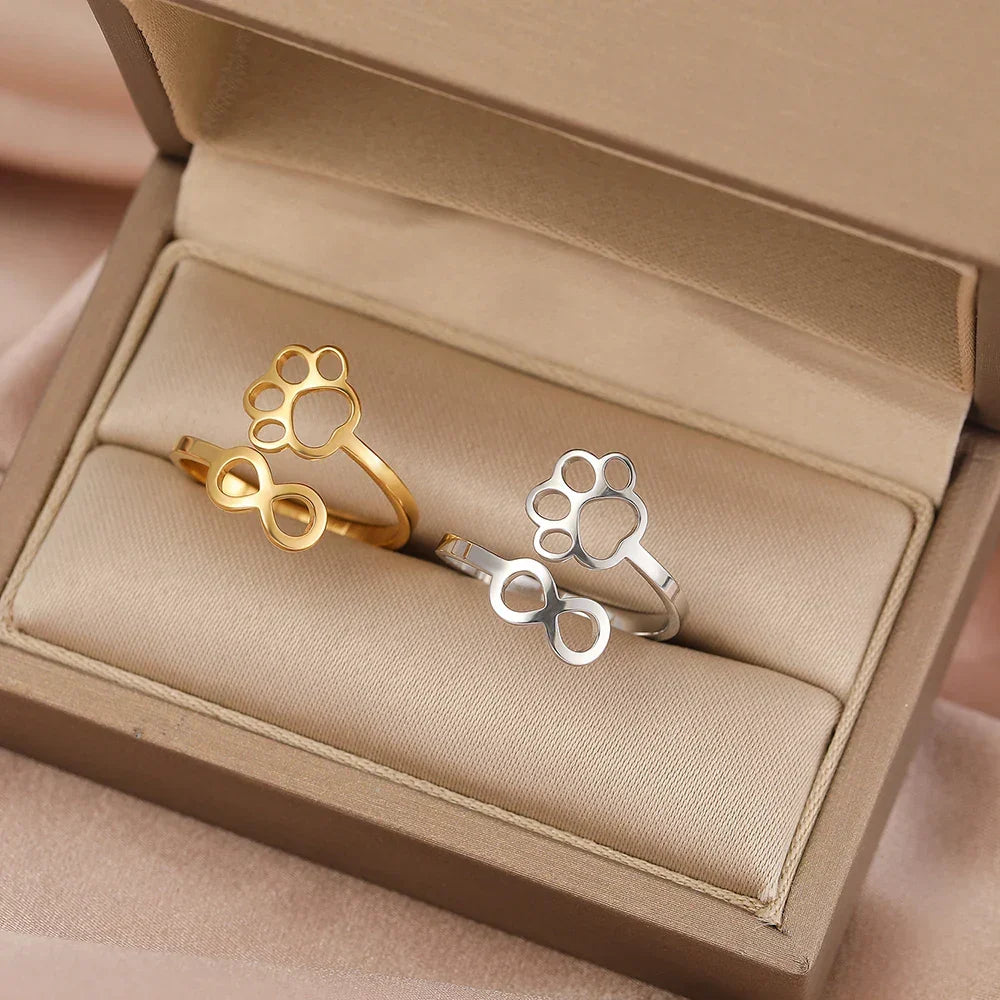 Anello Infinito Regolabile con Zampa – Acciaio Inossidabile, immagine 6 - Emma e Gemma