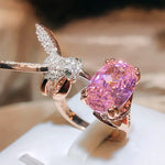 Anello Regolabile in Gemma Colibrì – Zircone, Placcato Oro 14K - Emma e Gemma