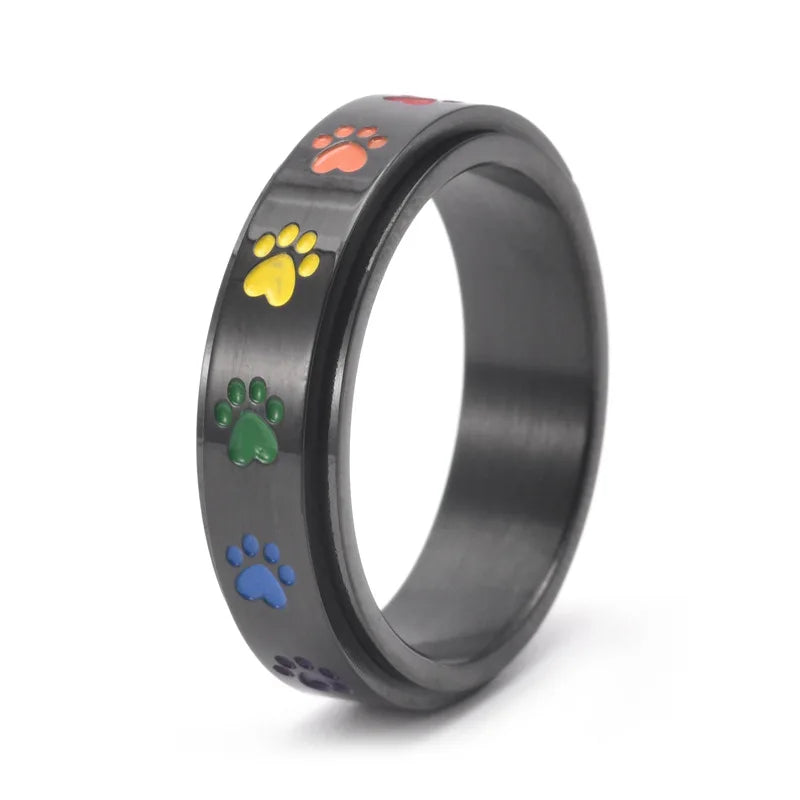 Anello Antistress Rotante – Acciaio Inossidabile con Zampe Arcobaleno, immagine 7 - Kaja i Maja