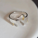 Anello in Argento Sterling 925 a Forma di Bassotto – Misura Regolabile, immagine 2 - Emma e Gemma