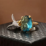 Anello Regolabile Colore Acquamarina con Colibrì – Placcato Oro 14K, immagine 3 - Emma e Gemma